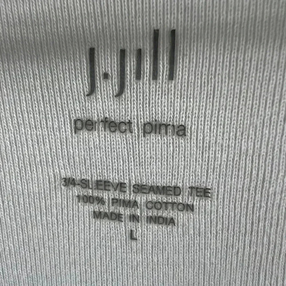 J Jill Perfect Pima Collection L Top 100% Pima Cotton Round Neck 3/4 Sleeve Tee - Picture 2 of 9